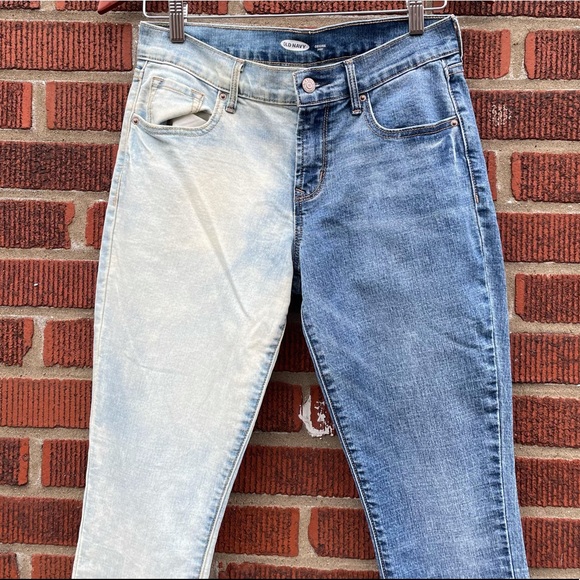 Old Navy Two-Tone Skinny Jeans - Blue and Cream - Picture 3 of 8